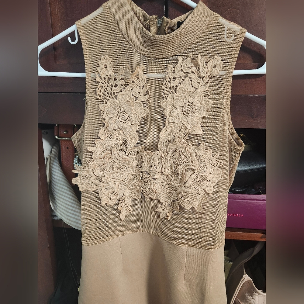 NUDE lace top half mini dress  SIZE SMALL - Picture 2 of 7